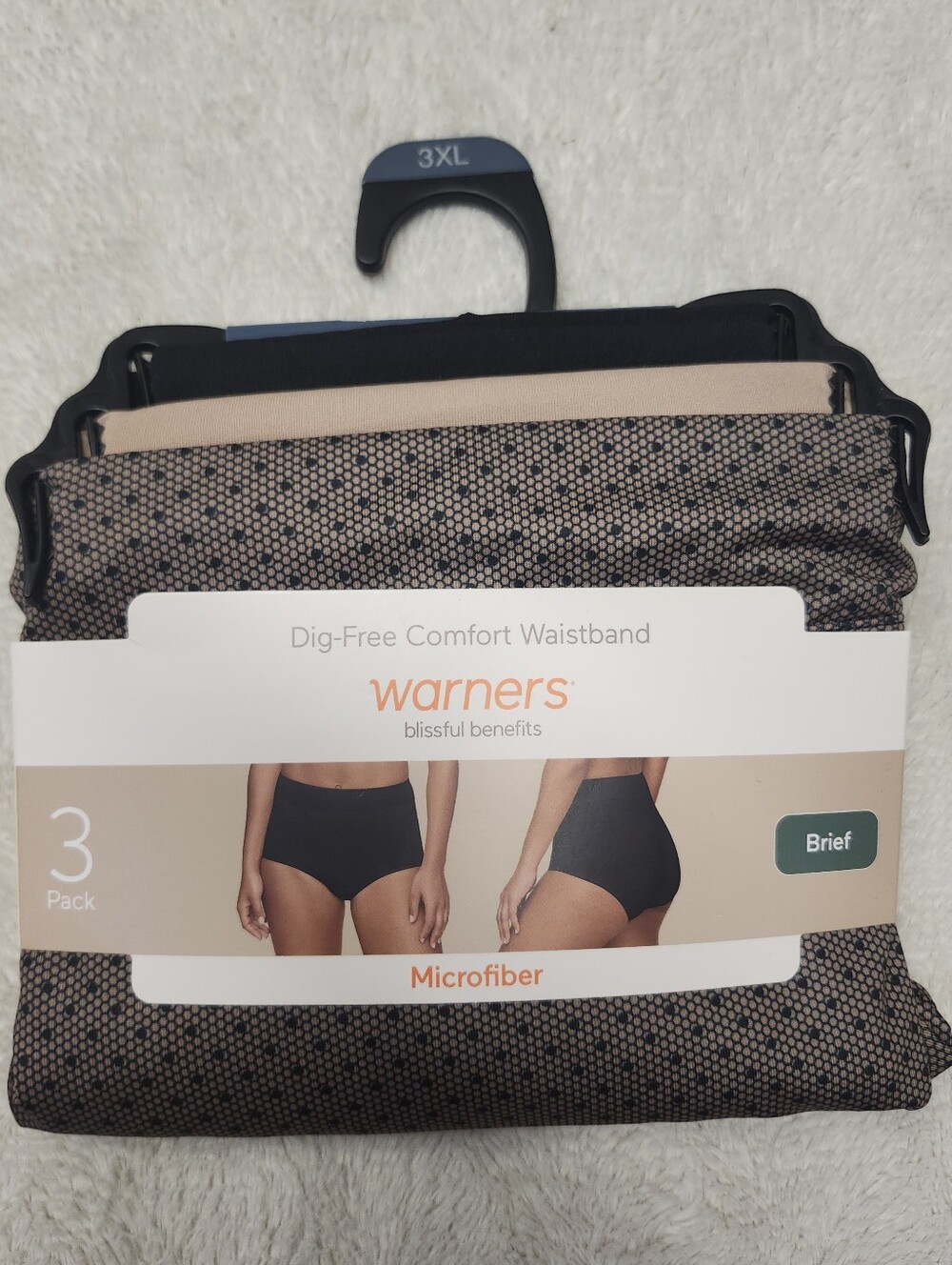 • NWT Warners Dig-Free Comfort Waistband 3-Pack Brief Panties 3XL Microfiber